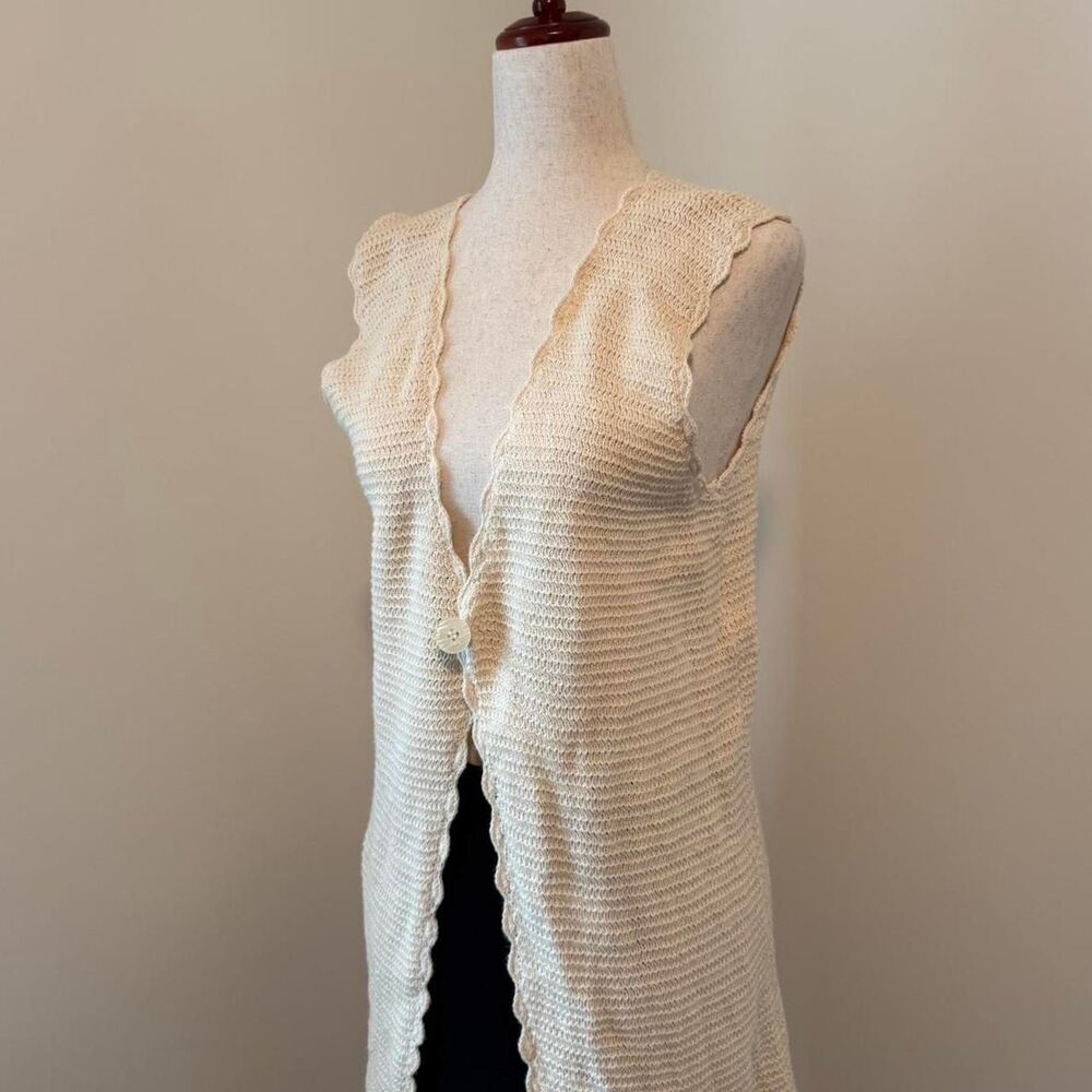 Vintage Sleeveless Fairy Whimsical Cream Cardigan Size Medium Cottagecore
